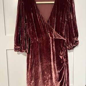 Wilfred Velvet Dress in Deep Burgundy